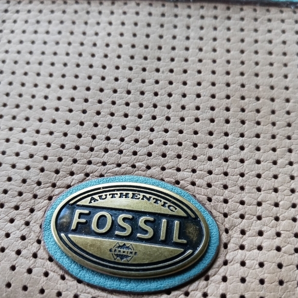 Fossil Explorer Mini Zip Close multicolor mesh leather card wallet Change purse - Picture 2 of 7